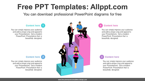 3D Pillar Staircase PowerPoint Diagram