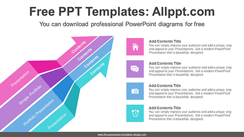 5 Divides Rising Arrow PPT Diagram