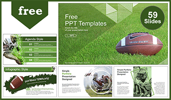 American Football Over Grass PowerPoint Templates