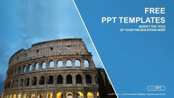 Beautiful view of famous ancient Colosseum PowerPoint Templates