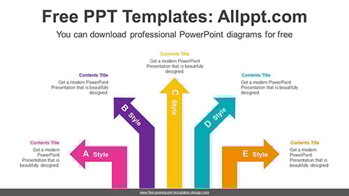 Bent Rising Arrows PPT Diagram