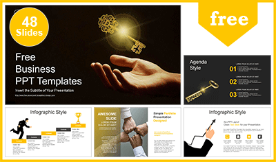 Businessman Hand Golden Key PowerPoint Templates