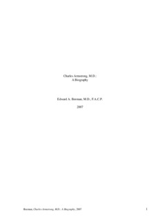 Charles Armstrong, M.D.: A Biography