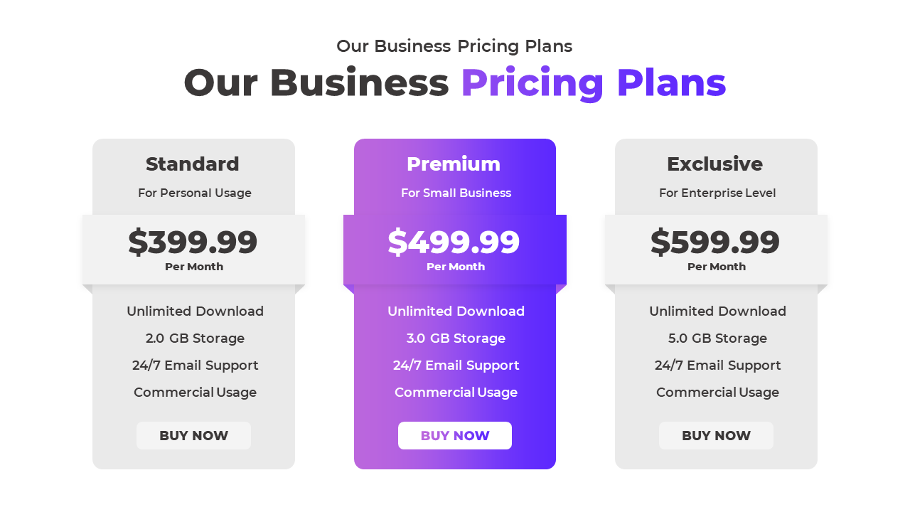 Creative Pricing Table for PowerPoint and Google Slides Presentation