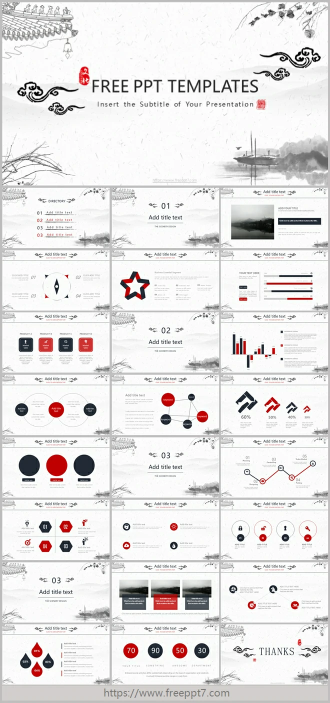 Elegant Ink Style PowerPoint Templates