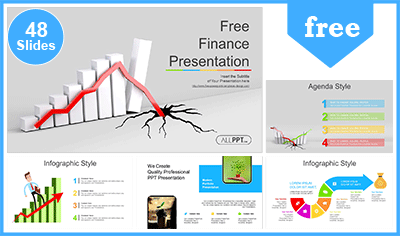 Financial Chart Red Arrow PowerPoint Templates