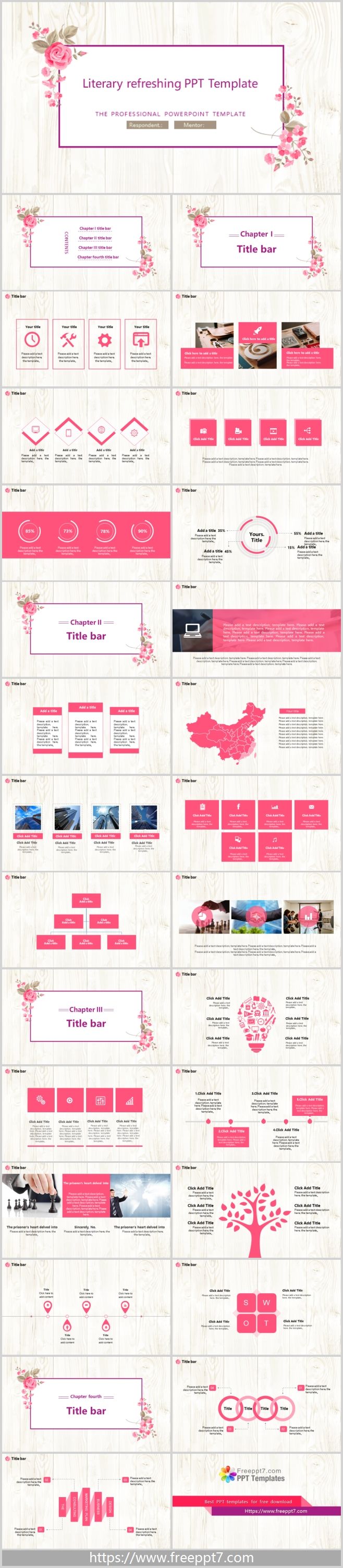 Floral background universal PPT template