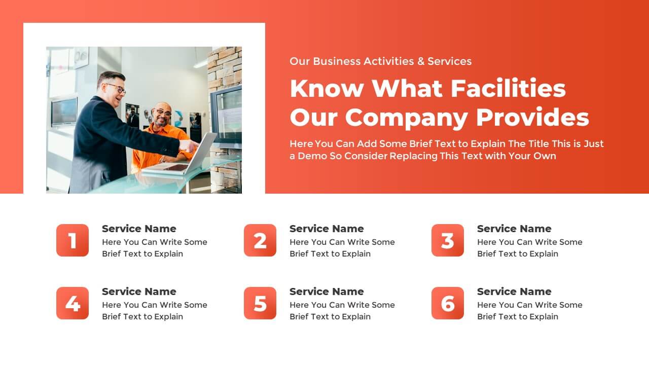 Free 6-Step Bullet List of Services Slide for PowerPoint