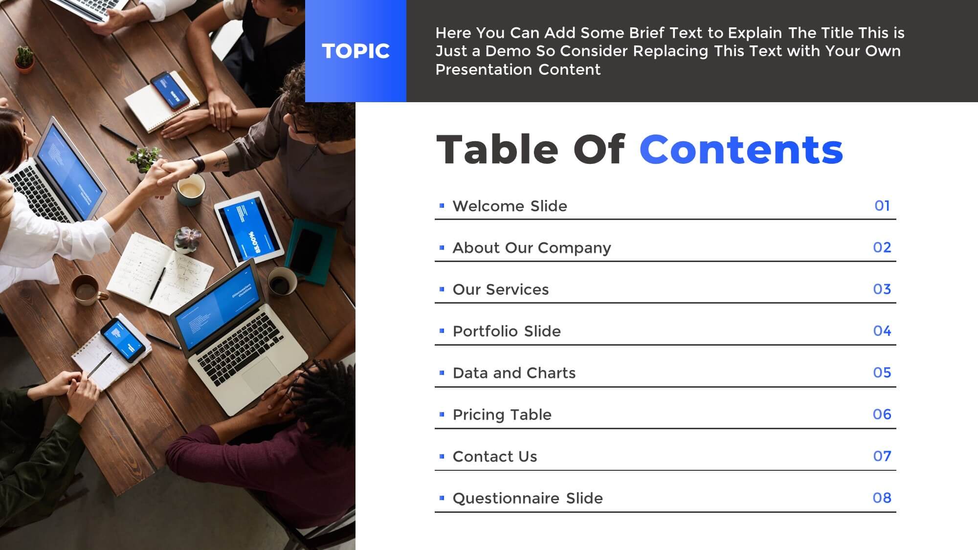 Free Animated Contents Table for PowerPoint and Google Slides Presentation