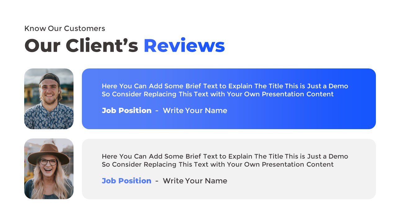 Free User Testimonials Template for PowerPoint and Google Slides