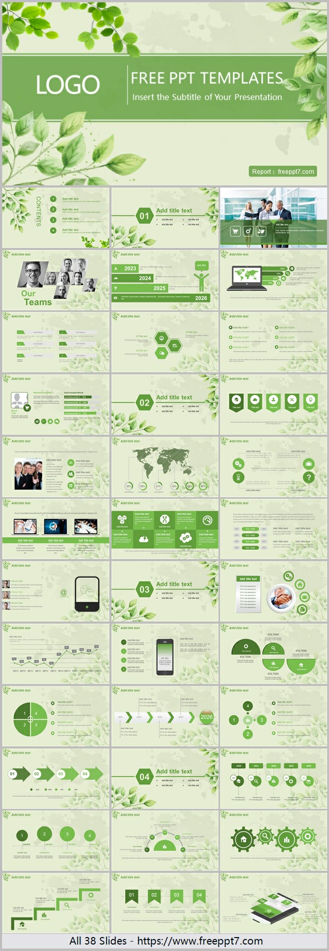 Great! Green Leaf Business Report PowerPoint Templates