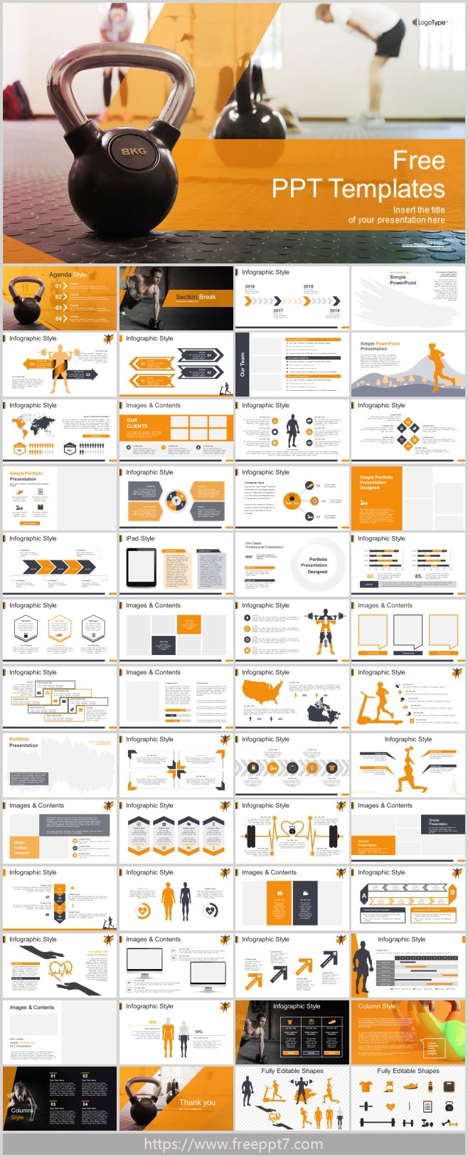 High quality sport fitness theme PowerPoint Templates