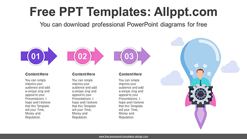 Light Bulb Rocket PPT Diagram