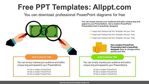 Magnifying Glass Dollar View PPT Diagram