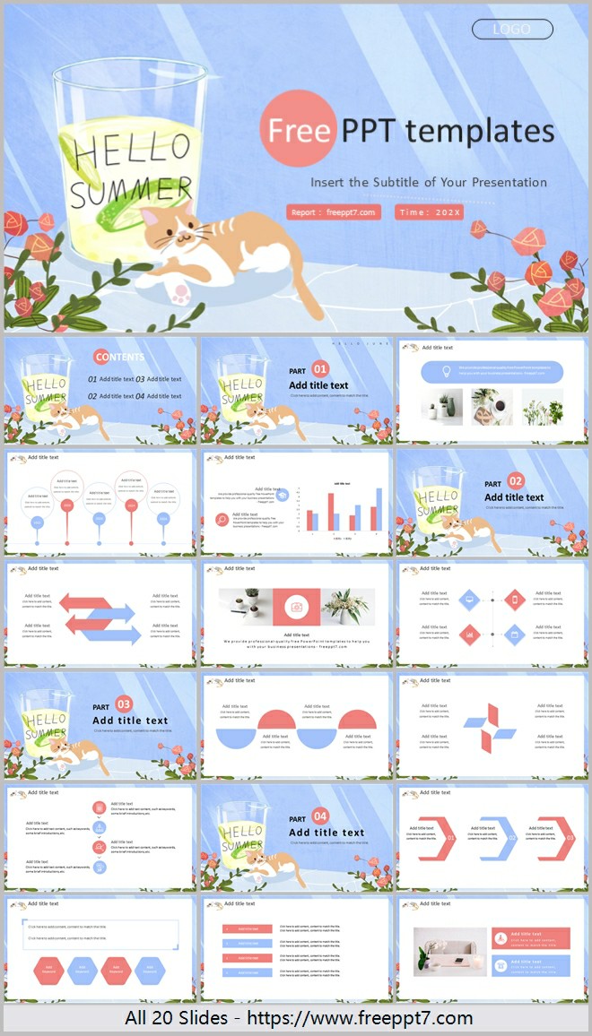 Marvelous! Romantic Summer style Business PPT Templates