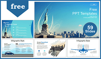 Statue of Liberty New York Skyline PowerPoint Templates